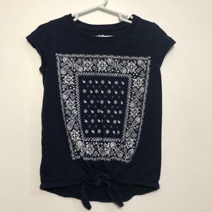 OshKosh Girls Size 6 SS Knot Front Tee Navy